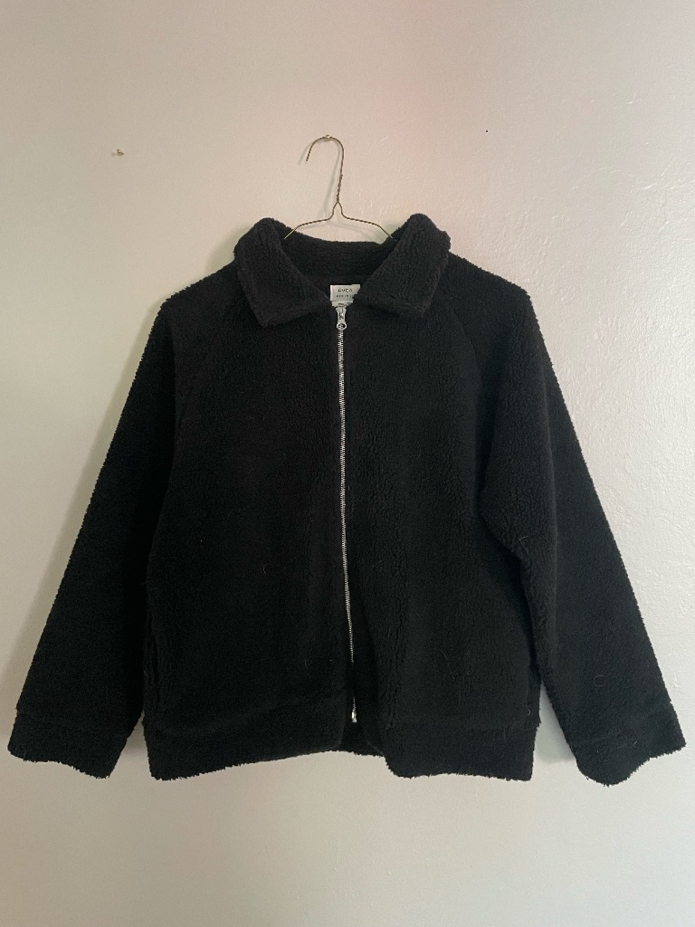 RVCA Black Full Zip Sherpa Shacket